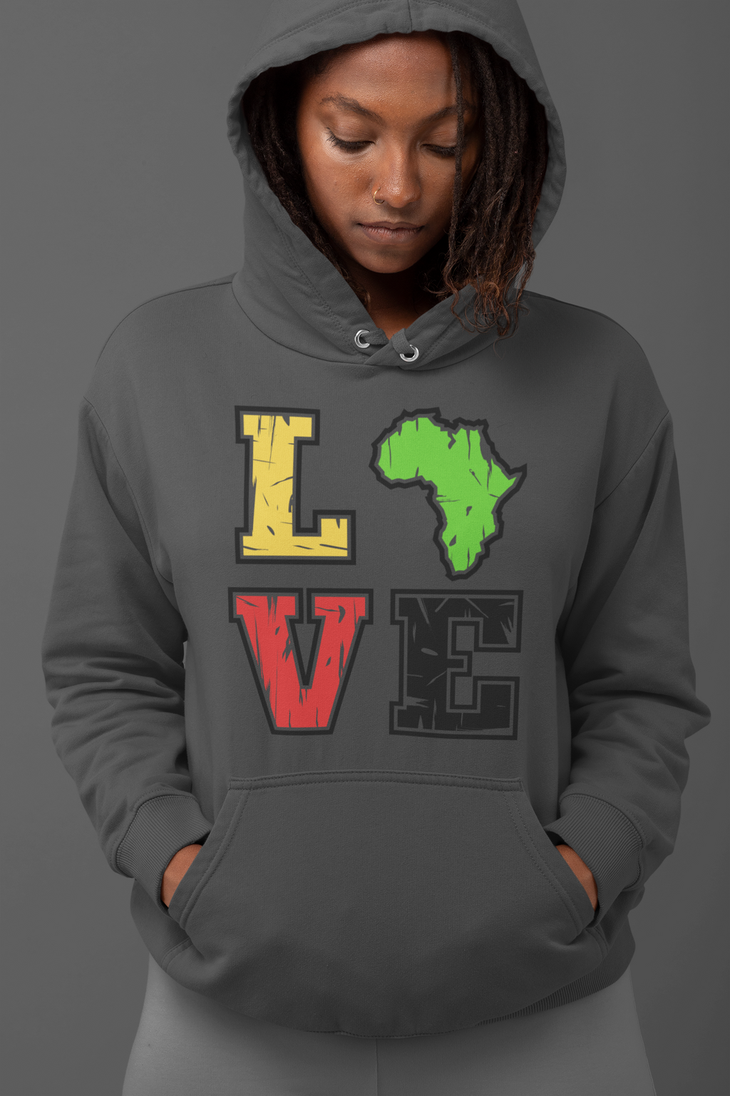 LOVE AFRICA HOODIE (GREY)