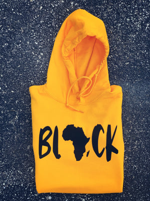 BLACK SUEDE LOGO HOODIE (GOLD)