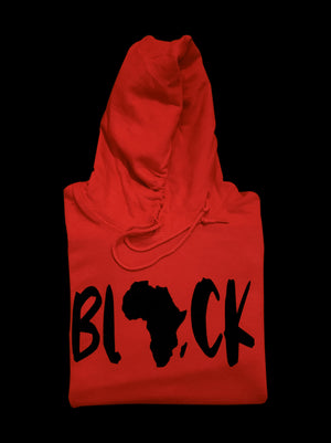 BLACK HOODIE SUEDE LETTERING (RED)