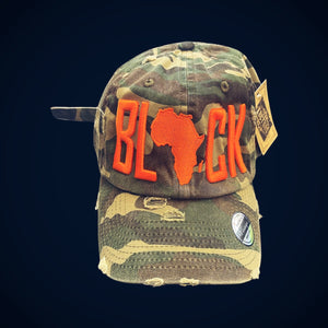 BLACK DAD HAT (CAMO/ORANGE)